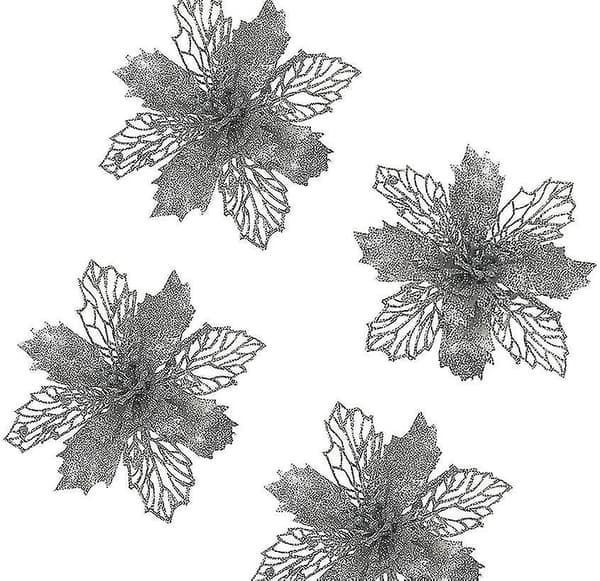 24st Glitter Julstjärna Artificiell Silver