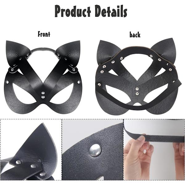 Black Cat Mask Kvinnor Cat Costume Läder Maskerad Mask Cosplay
