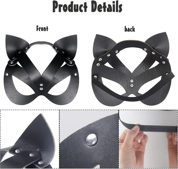Sort Kat Maske Kvinder Kat Kostume Læder Maskerade Maske Cosplay