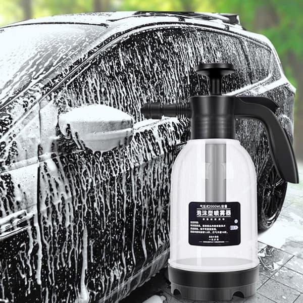 Handpumpskum med 2 munstycken Handbiltvättsprayflaska Transparent