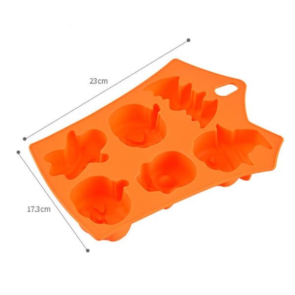 Halloween form 6 celler pumpa fladdermus Ghost Döskallemönster Mjuk gjutning Molds för bakning default