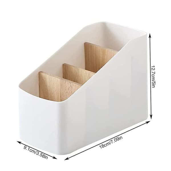 Organizer i trä, förvaringsbox med fjärrkontroll, med 4 fack