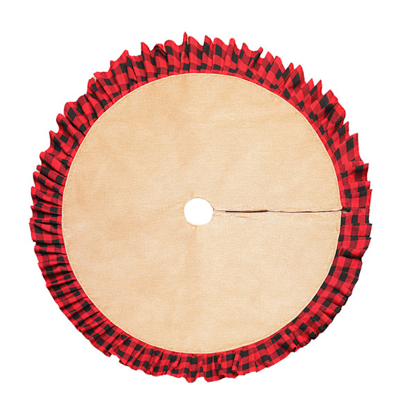 Christmas Tree Skirt 2022 Plisserad Svart Röd Pläd Tree Skirt Red lace khaki