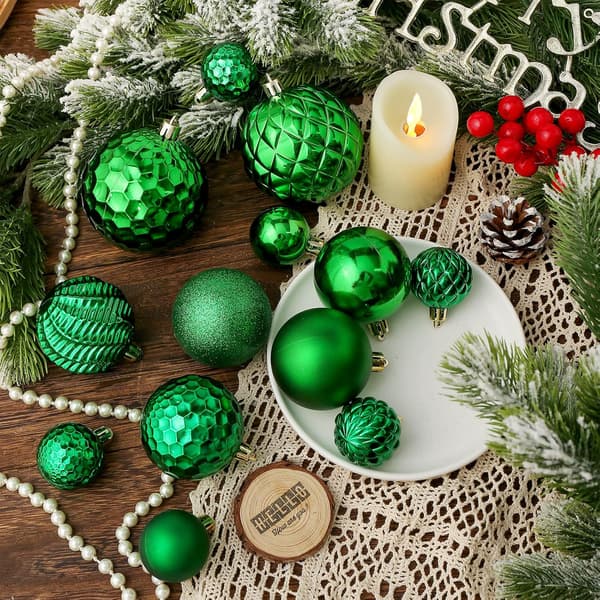 Julekuler Ornament - 36 stk Sprekksikre Juletrepynt med