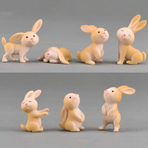 *7 stk. sød kaninfigur håndværk DIY miniature bonsa*
