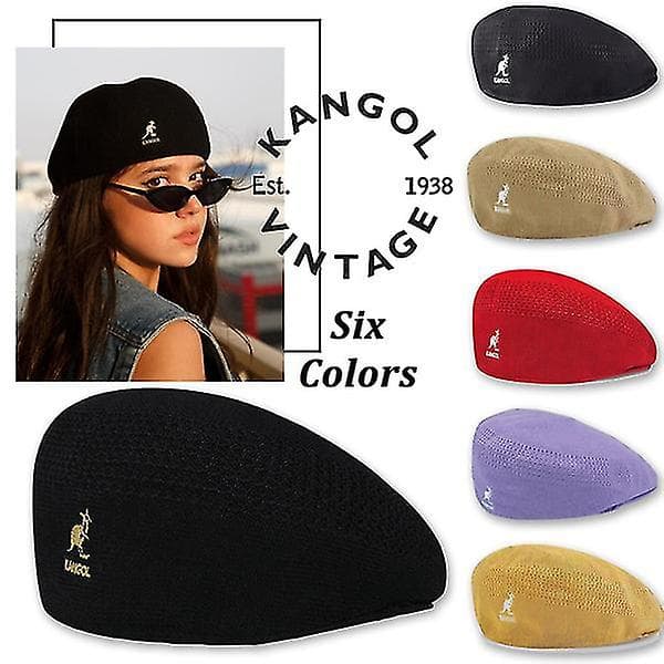 2023 Ny Kangol Basker Mesh Peaked Hat Britisk Retro Hatt Black