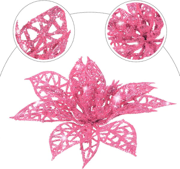 24 delar glitter julstjärna julgransprydnad jul