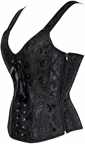 Korsetter för kvinnor Overbust Bustier Top Gothic exy houlder Black6806 S