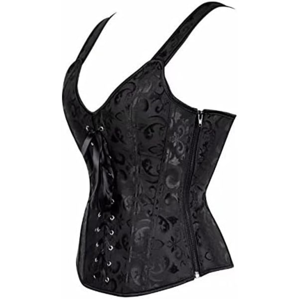 Korsetter för kvinnor Overbust Bustier Top Gothic Sexy Shoulder Black6806 L