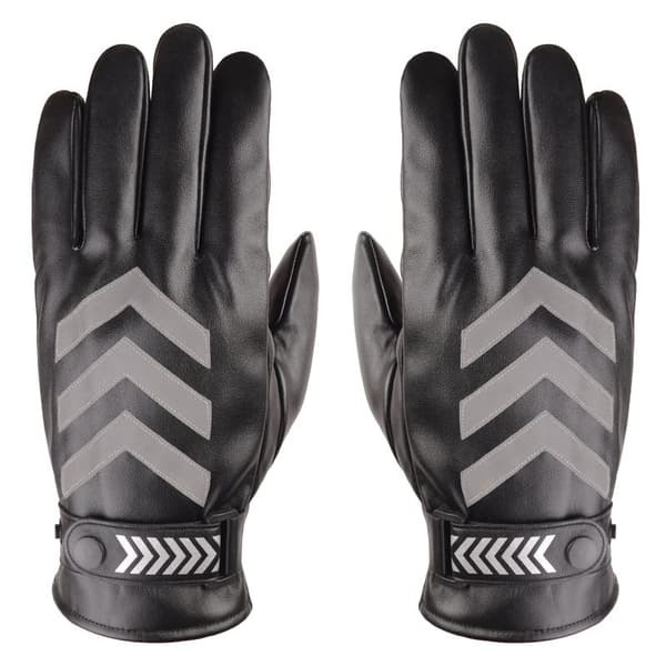 Vinter Herr PU Läder Vante Håller Varm Vindtät Outdoor Reflec Black