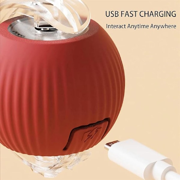 Rullande Boll, Hundtuggboll, Interaktiv Hundsmart Bollleksak, Interaktiv Kattleksak, 360° Smart Automatisk qd Red