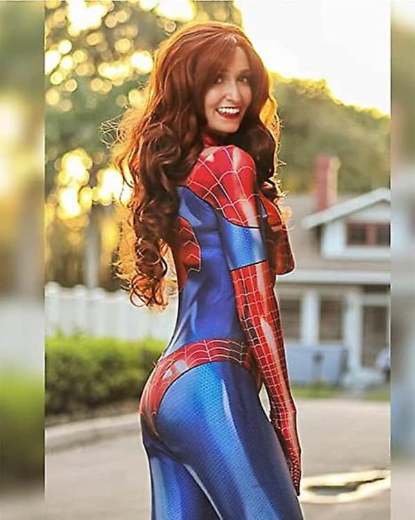 Kvinder Edderkoppemønster Bodysuit Halloween Superhelt Pige Cosplay XXL