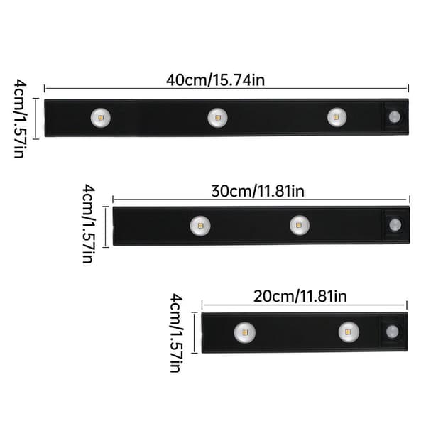 Garderobebelysning Bevægelsessensorlampe SORT 20CM Black 20cm