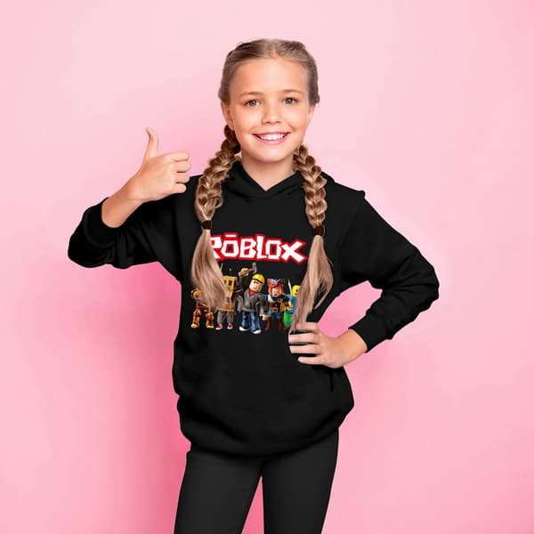 Roblox Hoodie til børn Overtøj Pullover Sweatshirt black 130