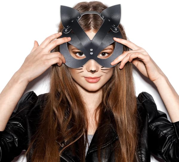 Sort Kat Maske Kvinder Kat Kostume Læder Maskerade Maske Cosplay