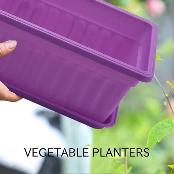 3 stk. 17 tommer lilla blomstervindueskasser i plast til vindueskarm, terrasse, have
