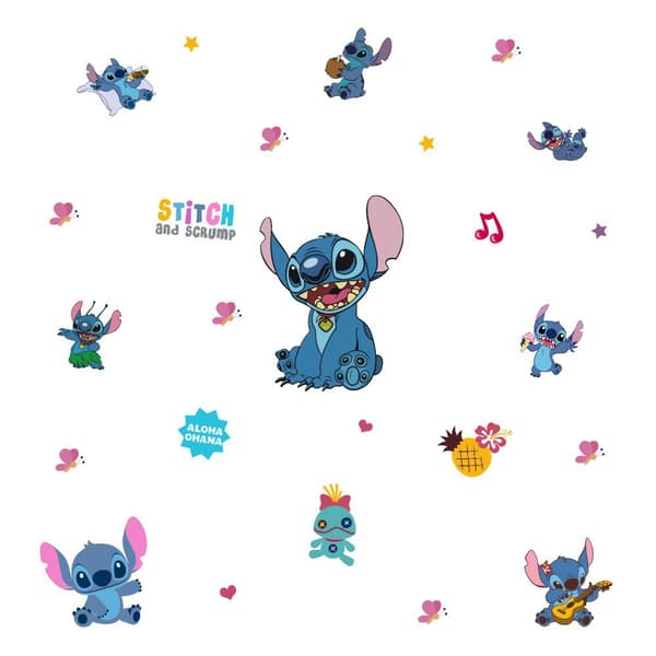 #Stitch søt 3D veggklistremerke, tapet, PVC, 90cm*40cm#