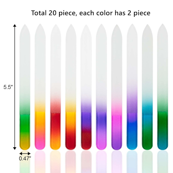 20 bitar glas nagelfil, kristall nagelfil dubbelsidig etsad