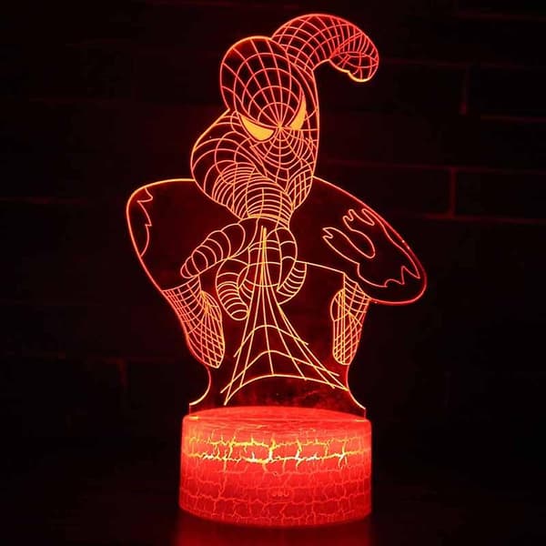 Spiderman 3D LED Illusion Natlampe 7 farver Skiftende Bordlampe