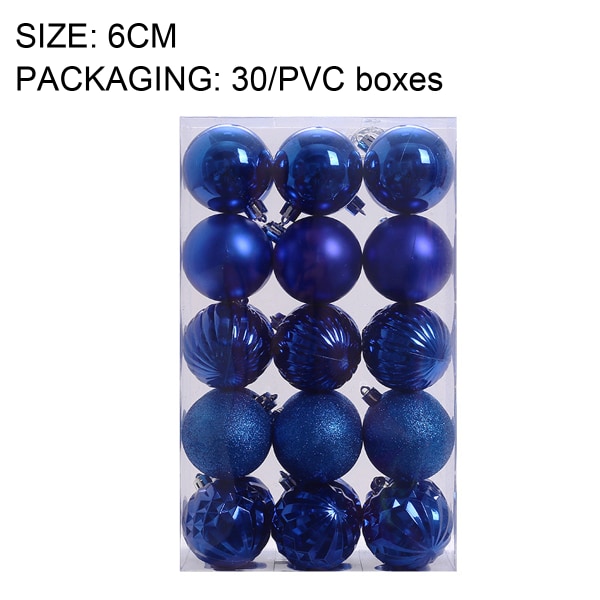 6cm julkulsprydnader 30 st Liten splittersäker blue