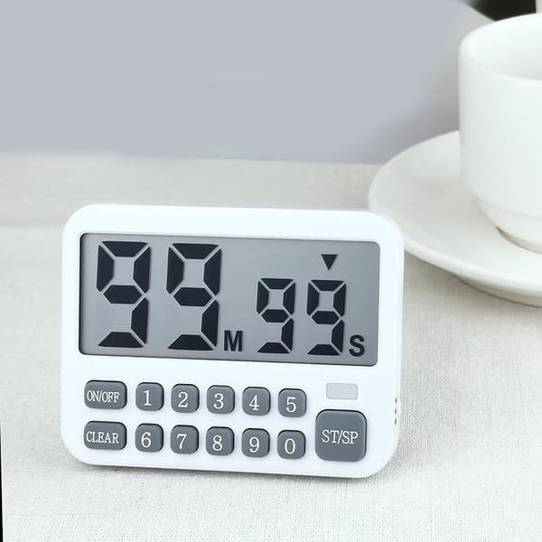 Digital kjøkkentimer, HØY Alarm, hvit