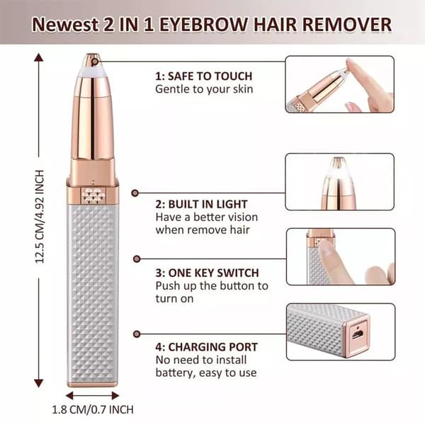 Kvinnor 4 i 1 ansiktshår Remove Razor Shaver Nose Eyebrow Trimmer Trichome