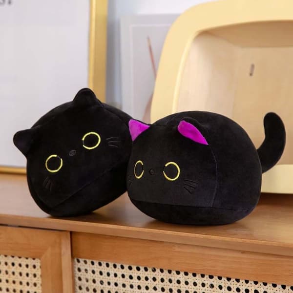 Black Cat Plyslegetøj Kat Plysdukke SORT 25CM