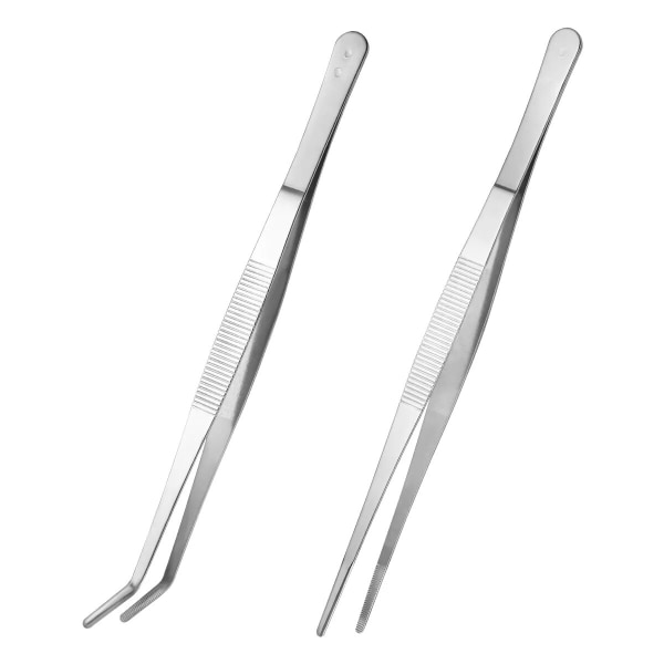 2 stk 25cm Rustfritt stål Sikker Glatt Rett Pinsett Mating