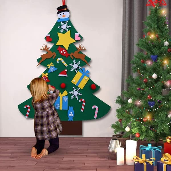 DIY Filz Weihnachtsbaum Set mit Ornamente für Kinder, Neujahr