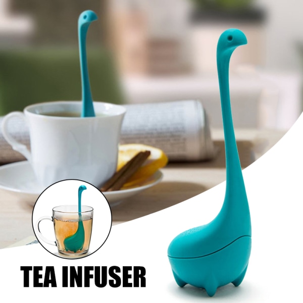 Baby Nessie Lösblad Te Infuser Återanvändbar silikon tesil Praktiskt tefilter för resor hemmakontor Green