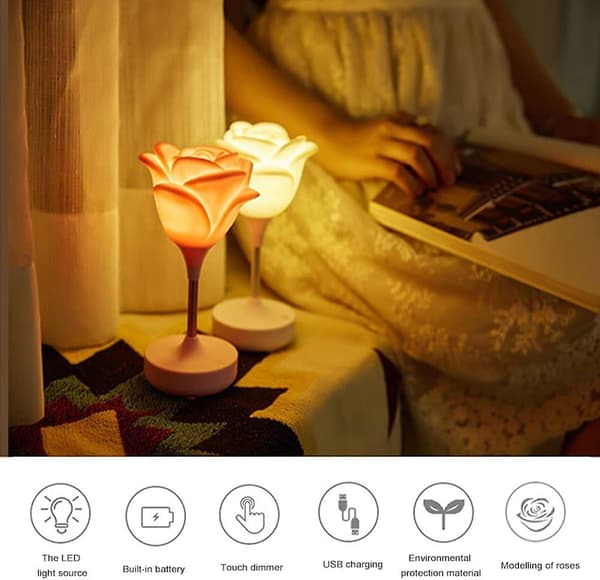 Creative USB Rose Romantic Atmosphere Gift Silikon Ögonskydd LED Sleeping Up Light pink