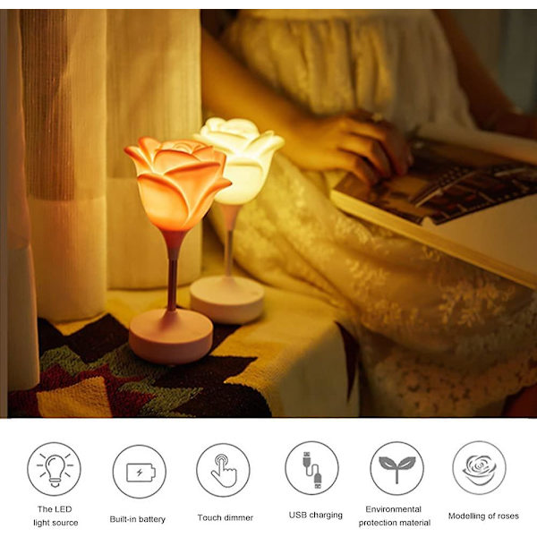 Creative USB Rose Romantic Atmosphere Gift Silikon Ögonskydd LED Sleeping Up Light white