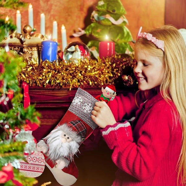 3 ST Julestrømper Juledekorasjon Julegavepose