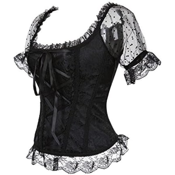 Korsetit naisille Overbust Bustier Top Gothic Sexy Shoulder 8108black 3XL