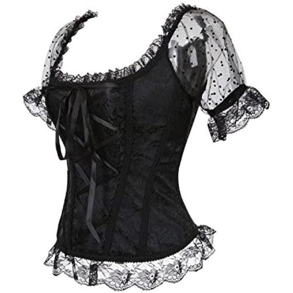 Korsetit naisille Overbust Bustier Top Gothic Sexy Shoulder 8108black 4XL