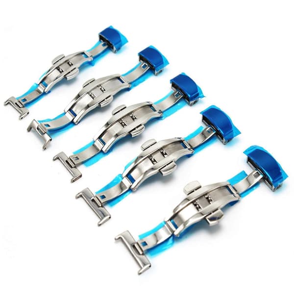 Urspenne 10mm/12mm/14mm Solid Metall Dobbel Trykknapp Sommerfugl Urreim Folding Lås for Urmaker