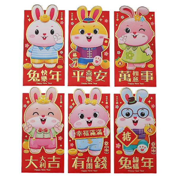 6st 2023 kinesiska kaninårsfestivalen Hongbao 3d tecknade röda kuvert Pengar 3204
