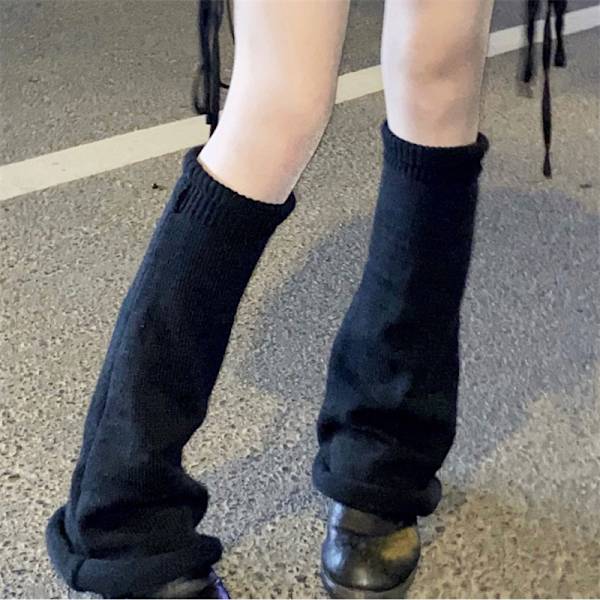 Vinter Benvarmere Sort Goth Y2k Tilbehør Lolita Strømper Dame white