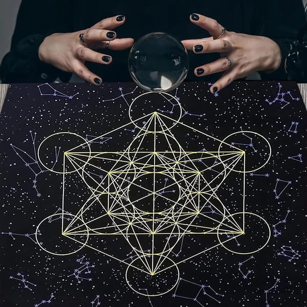 Metatrone's Cub Crystal Grid Altare Tarotduk Duk Sammet Astrologi Tarot Spådomskort Bordsduk Gobeläng 50*50cm