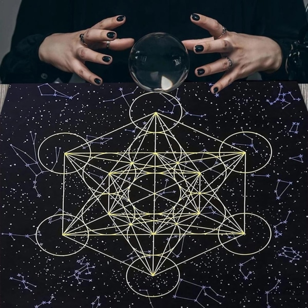 Metatrons kube Krystall Grid Alter Tarotduk Duk Fløyel Astrologi Tarot Spådomskort Bordduk Gobelin 60*60cm