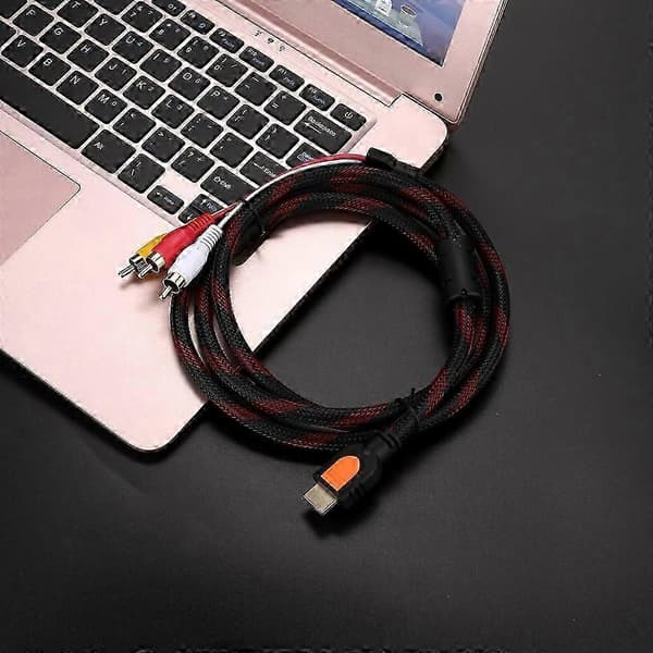 HDMI han til 3 RCA AV Audio Video 5FT kabeladapter til TV HDTV DVD 1080p