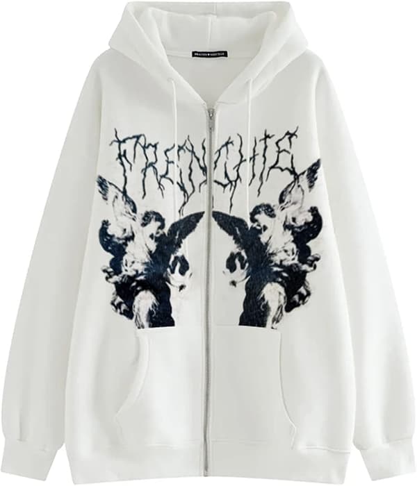 Naisten Y2K Print Huppari Crop Topit Pitkähihainen Oversized