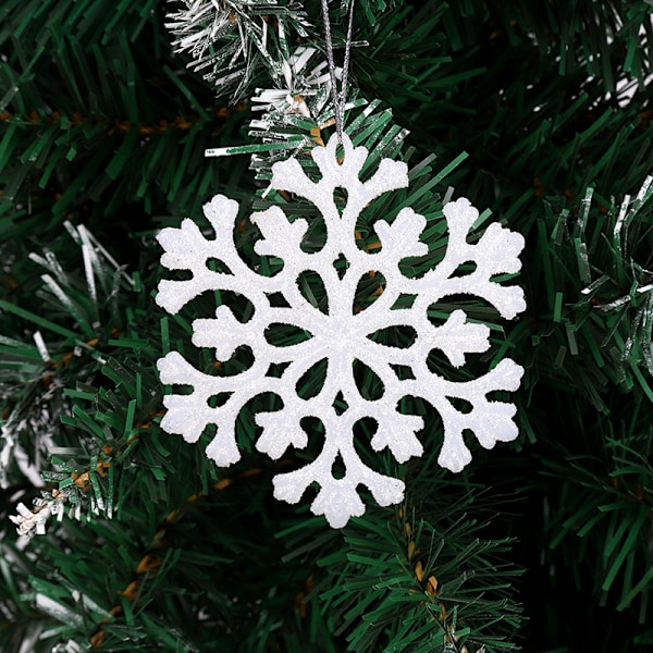 12:a julsnöflinga prydnader glittrande glitter snödekor