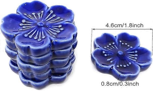 6 STK Elegante Kirsebærblomst Keramiske Spisepindeholder Stativ til Spisepinde, Gafler, Skeer, Knive, Pensler (blå)