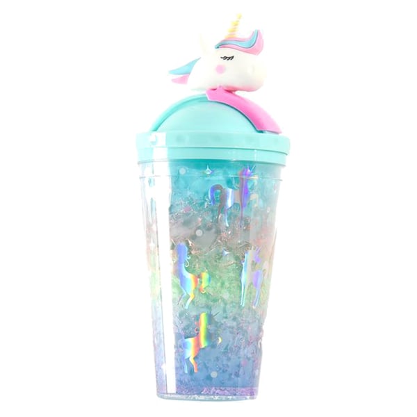 Unicorn Ice Cup vattenflaska Gradient Girl Heart e Straw Cup Blue