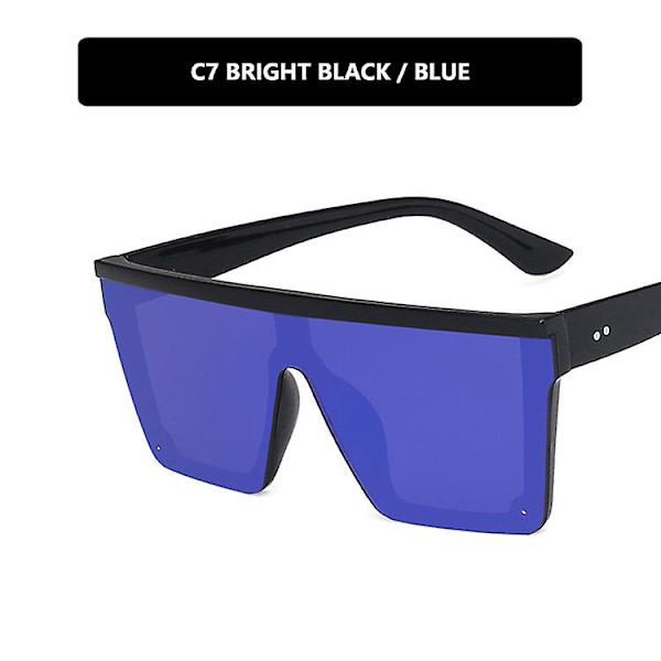 Nya trenden Stora Bågar OnePiece Uv400 Solglasögon Street Shooting Man/Kvinna Solglasögon Retro Blue