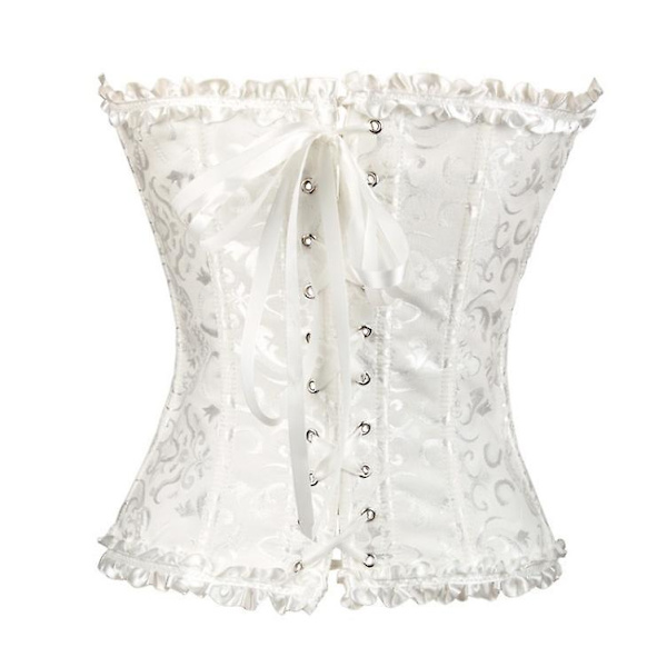 Jacquard vest shapewear, stropløs korset White 6XL