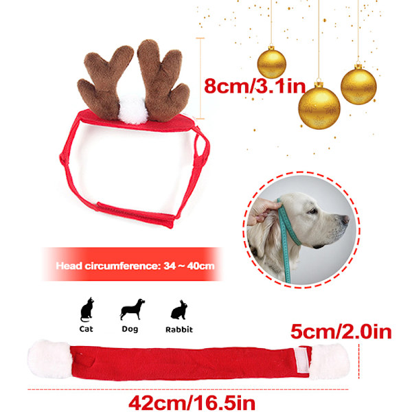 Tilbehør til kæledyr Juletilbehør Hund Hårnål Kattetilbehør Julegevir Pandebånd Hundehue antlers+scarf