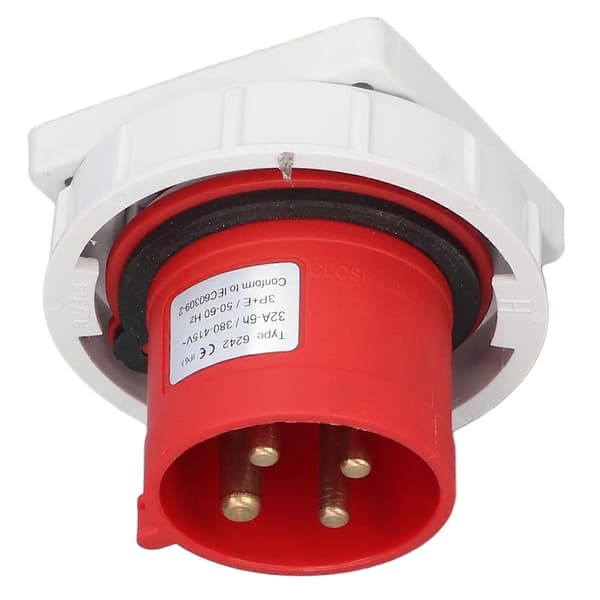Vandtæt industriel stikprop nylon messing 4-polet luftfartsstrømstik 3P+E AC 380-415V 32A