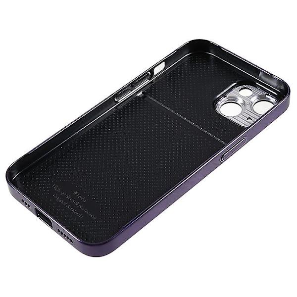 För Iphone 14 Plus Pu Läder + PC Bakre cover Slimt skyddande phone case Purple